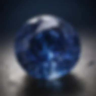 Close-up of a Yogo sapphire showcasing its unique color and clarity.