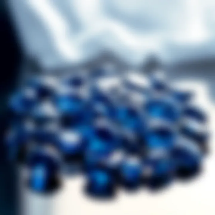 Dazzling Collection of Polished Yogo Sapphires An assortment of polished Yogo sapphires displayed elegantly on a reflective surface